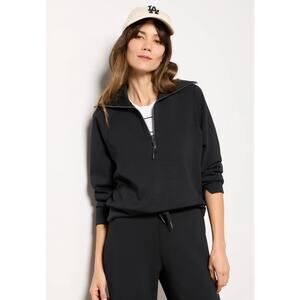 Spanx AirEssentials Half Sip Black Pullover Sweatshirt Long Sleeve Large